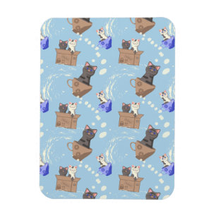 Magnet Flexible Chats en boîte et gouttes de lait sur bleu