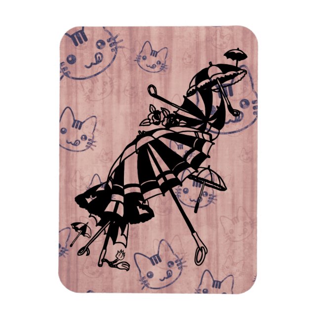 Magnet Flexible Chats Façades Parasols Parasols Dessin d'art d'enc (Vertical)