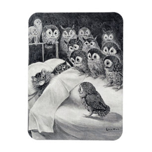 Magnet Flexible Chats Nightmare Owl Bird, Louis Wain