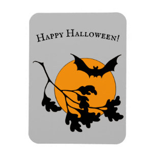 Magnet Flexible Chauve-souris vintage d'Halloween orange lune