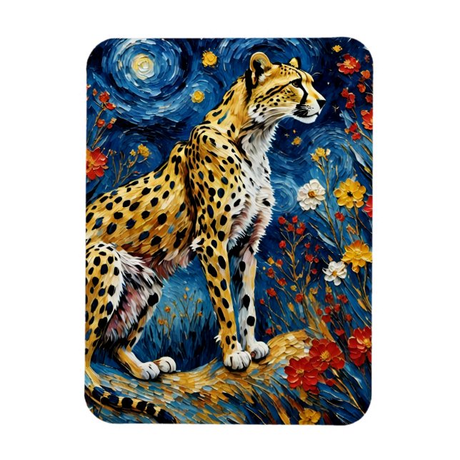 Magnet Flexible Cheetah aux fleurs (Vertical)