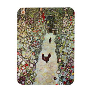 Magnet Flexible Chemin du jardin avec poulets, Gustav Klimt, Art N