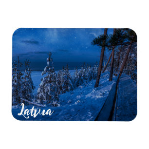 Magnet Flexible Chemin forestier à l'aimant de nuit hivernale