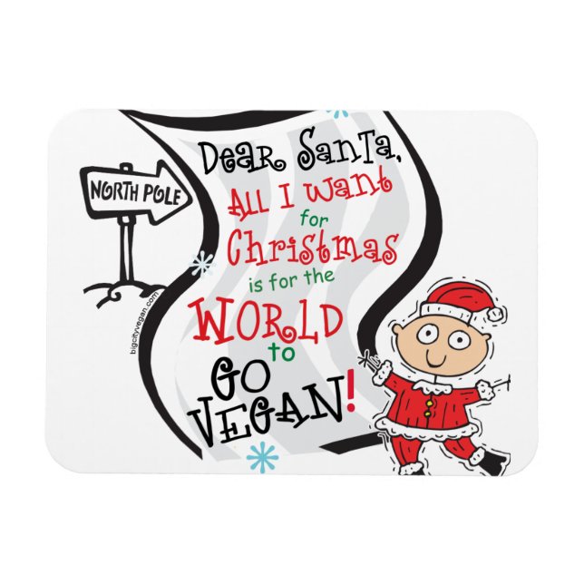 Magnet Flexible Cher Père Noël Vegan Wish (Horizontal)