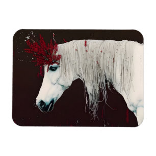 Magnet Flexible Cheval Blanc Fleurs rouges