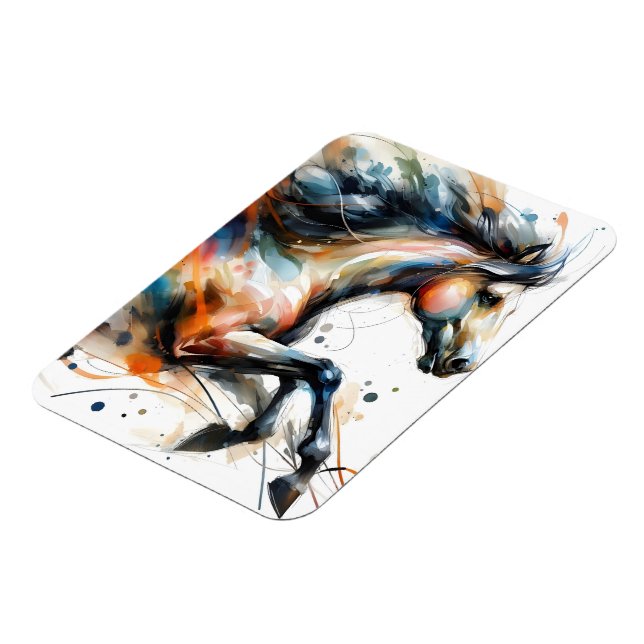 Magnet Flexible Cheval courant à l'aquarelle abstraite (Côté Gauche)
