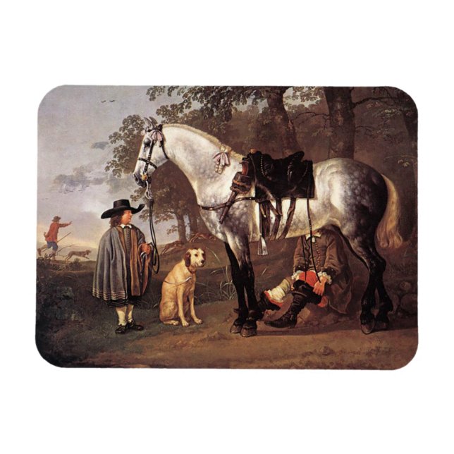Magnet Flexible Cheval dans un paysage Aelbert Cuyp (Horizontal)