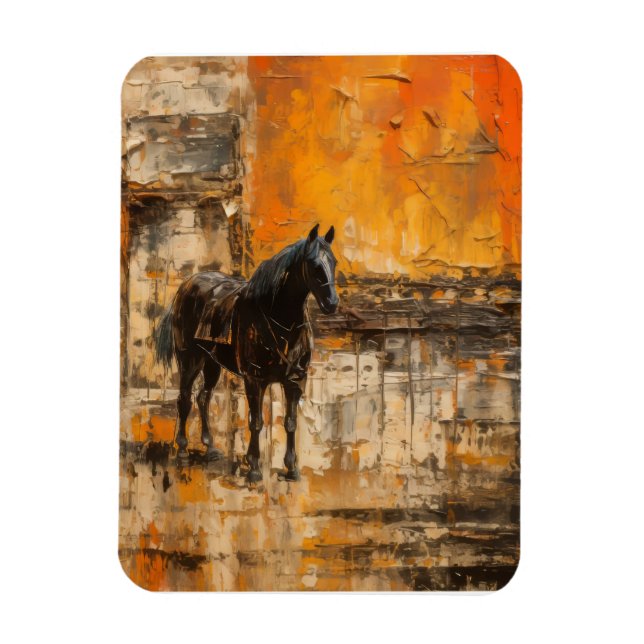 Magnet Flexible Cheval Majestic au coucher du soleil Abstrait (Vertical)