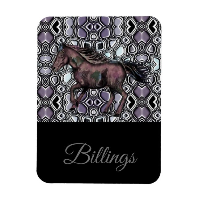 Magnet Flexible Cheval sur le run-Purple Hue / Nom conception (Vertical)