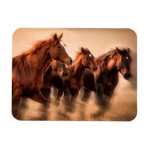 Magnet Flexible Chevaux au galop, flou et crinières au vent