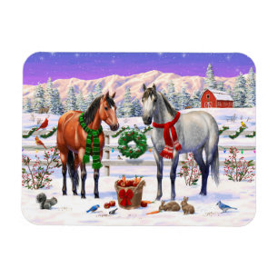 Magnet Flexible Chevaux de Noël dans la neige
