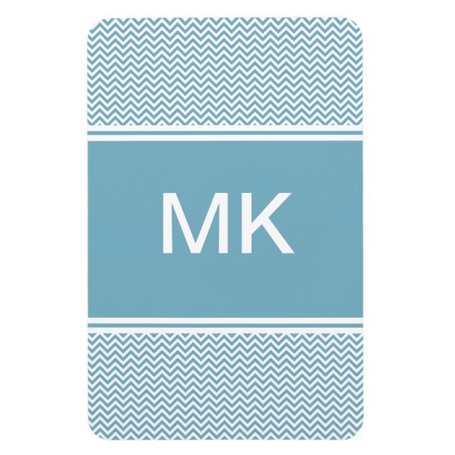 Magnet Flexible Chevron bleu avec Monogramme (Vertical)