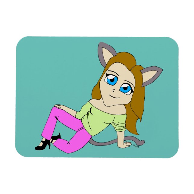Magnet Flexible chibi catgirl (Horizontal)
