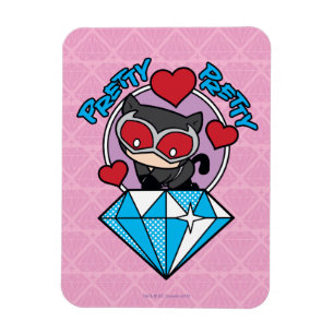 Magnet Flexible Chibi Catwoman assise Sur Le Grand Diamant