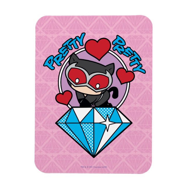 Magnet Flexible Chibi Catwoman assise Sur Le Grand Diamant (Vertical)