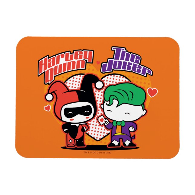 Magnet Flexible Chibi Harley Quinn & Chibi Joker Coeurs (Horizontal)