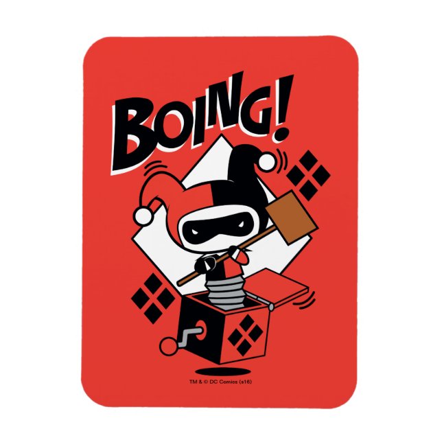 Magnet Flexible Chibi Harley-Quinn-In-A-Box Avec Marteau (Vertical)