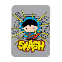 Chibi Superman Frappant À Travers Un Mur De Brique
