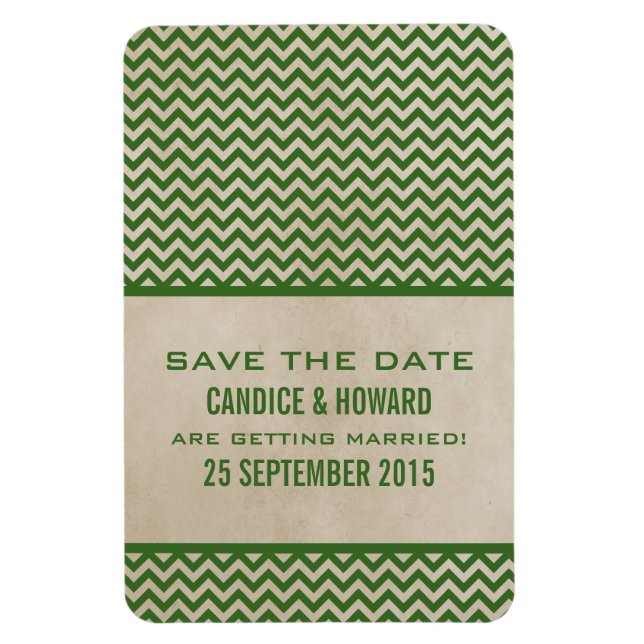 Magnet Flexible Chic Chevron Enregistrer l'aimant de date, vert (Vertical)