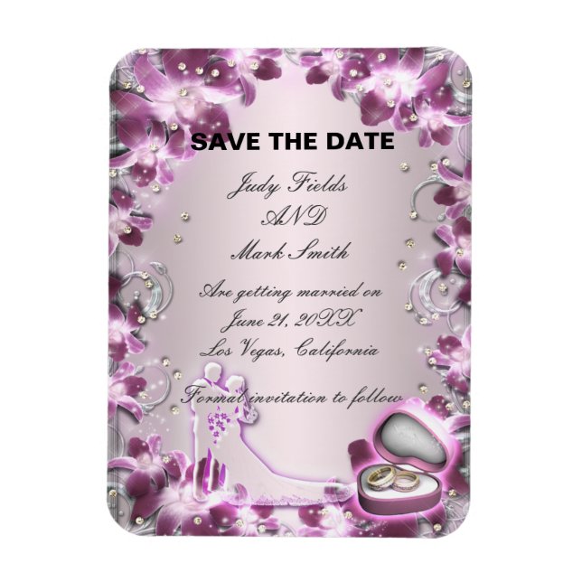 Magnet Flexible Chic Floral Purple Chic Sauvez L'Aimant Date (Vertical)