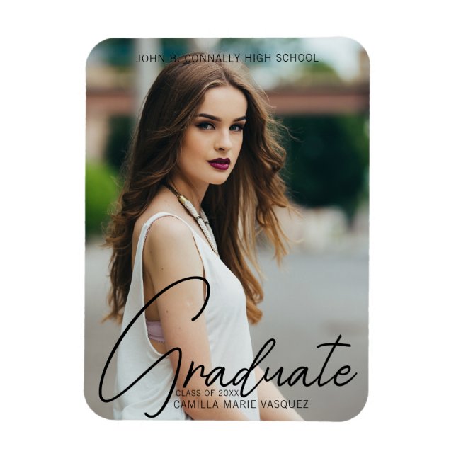 Magnet Flexible Chic Graduation Photo manuscrite Script superposit (Vertical)