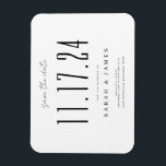 Magnet Flexible Chic Mariage Date Non Photo Enregistrer La Date<br><div class="desc">Un simple et moderne enregistrer la carte de date. Personnalisez ce design chic noir et blanc pour avoir votre date mariage,  les noms et les détails.</div>