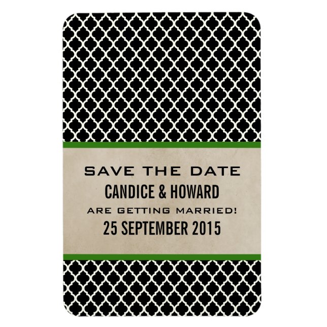 Magnet Flexible Chic Quatrefoil Enregistrer l'aimant de date, vert (Vertical)