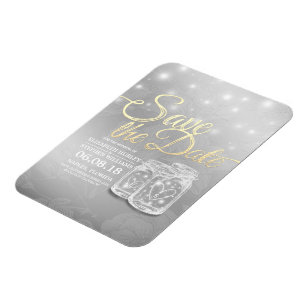 Magnet Flexible Chic Wedding Enregistrer La Date Mason Jars String