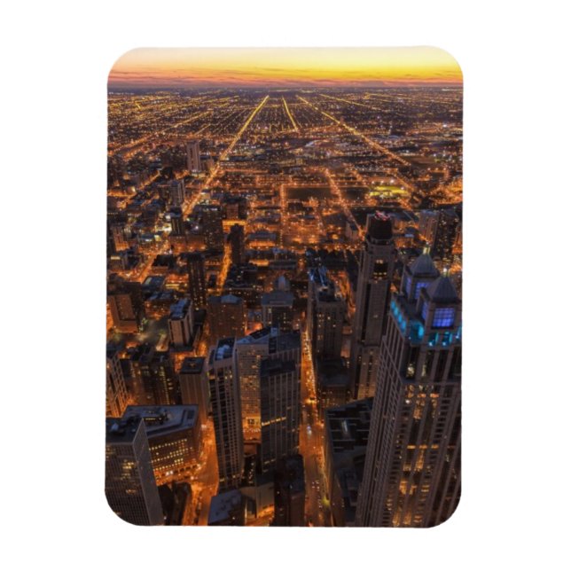 Magnet Flexible Chicago centre-ville au coucher du soleil (Vertical)