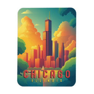 Magnet Flexible Chicago Iconic Skyline & Lake Michigan
