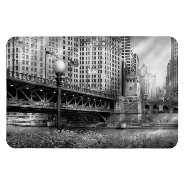 Magnet Flexible Chicago, IL - Pont DuSable construit en 1920  - NB (Horizontal)
