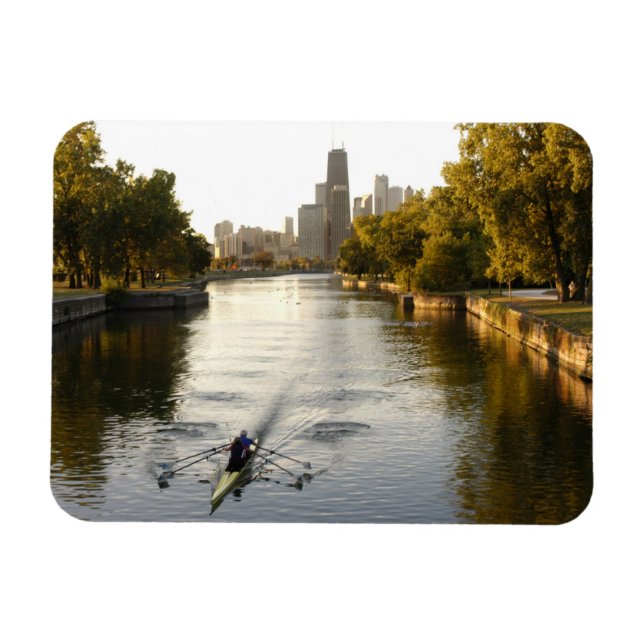 Magnet Flexible Chicago, Illinois, rameurs dans la lagune du Linco (Horizontal)