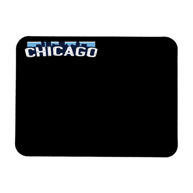 Magnet Flexible Chicago Illinois Skyline 4 étoiles Vintage (Horizontal)