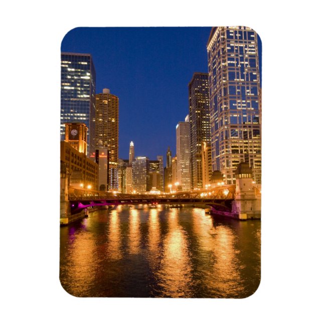 Magnet Flexible Chicago, Illinois, Skyline et rivière Chicago à (Vertical)