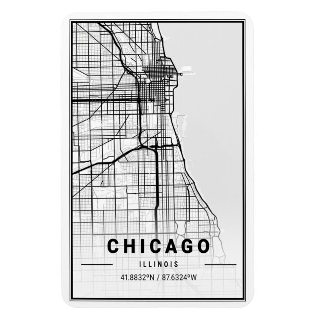 Magnet Flexible Chicago Illinois USA City Travel City Carte (Vertical)