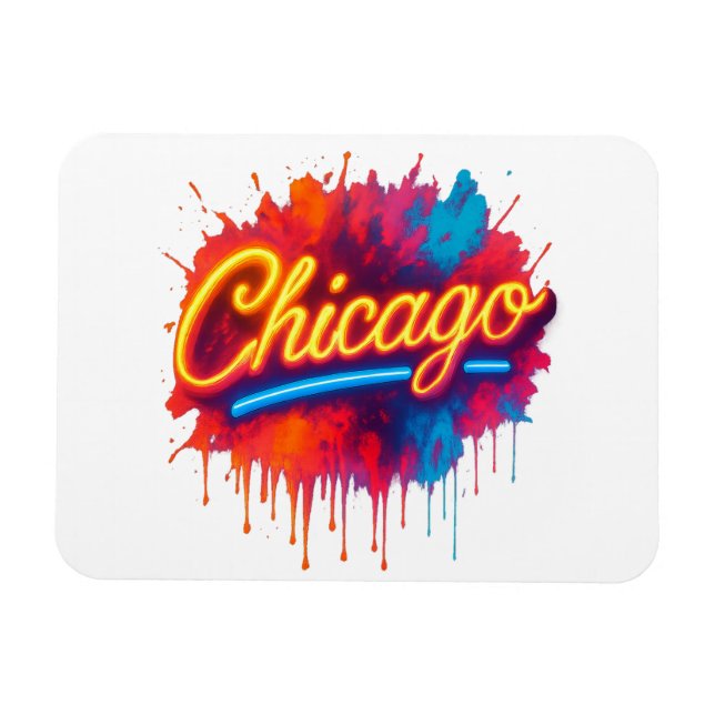 Magnet Flexible Chicago Neon Street Art Splash (Horizontal)