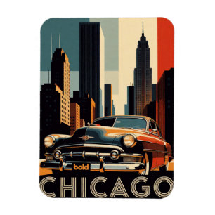 Magnet Flexible 🌆 Chicago Promenade en voiture classique sous le 