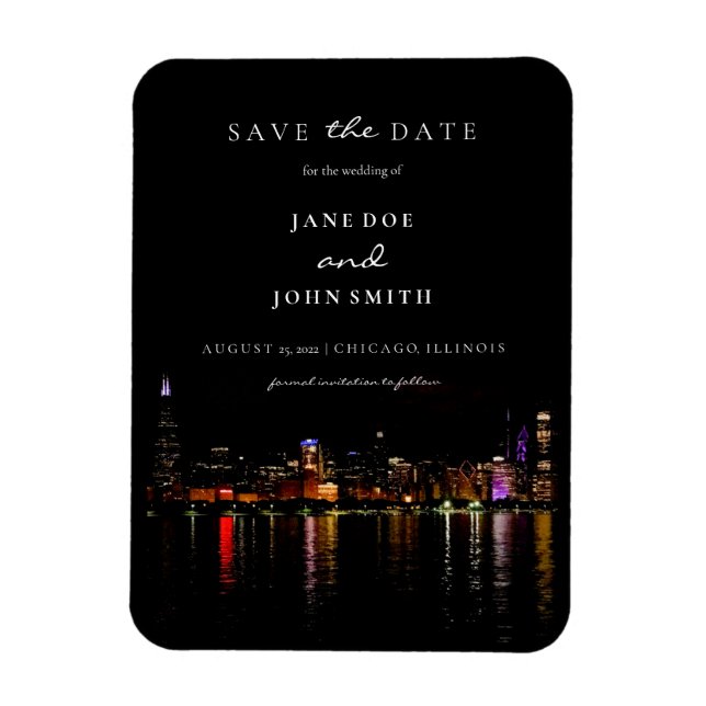 Magnet Flexible Chicago Skyline plat Enregistrer la carte Date (Vertical)