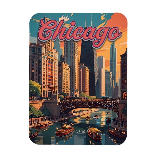Magnet Flexible Chicago Skyline Riverfront  (Vertical)