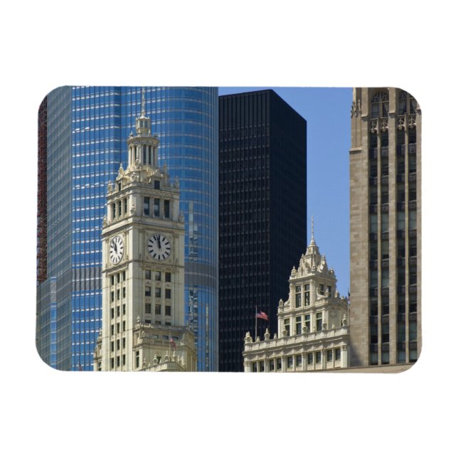 Magnet Flexible Chicago, Wrigley Building avec Trump Hotel & (Horizontal)