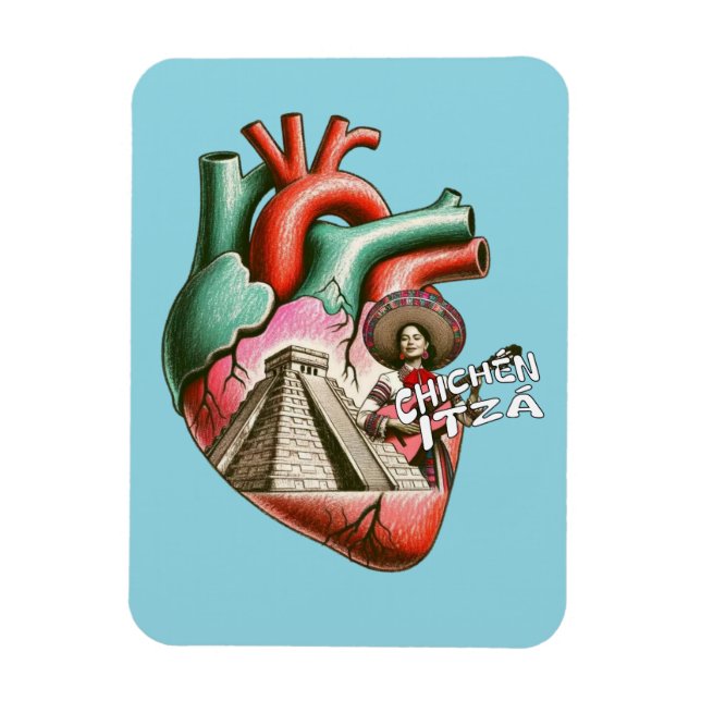 Magnet Flexible Chichén Itzá Maya Pyramind Mexique Souvenir (Vertical)