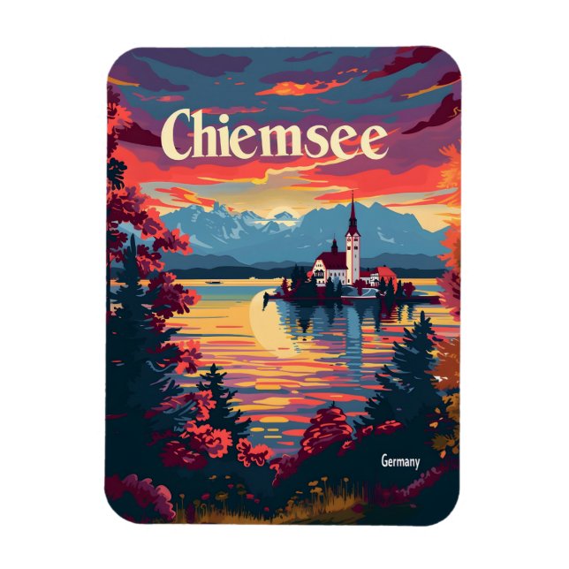 Magnet Flexible Chiemsee Allemagne Art vintage (Vertical)