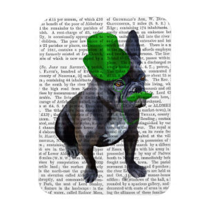 Magnet Flexible Chien à tête verte avec chapeau et moustache