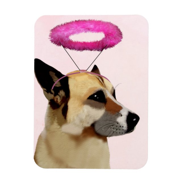 Magnet Flexible Chien avec Halo rose (Vertical)