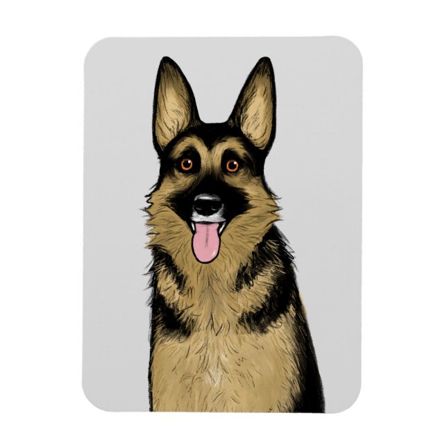Magnet Flexible Chien berger allemand | GSD Cute | L'art du poète  (Vertical)