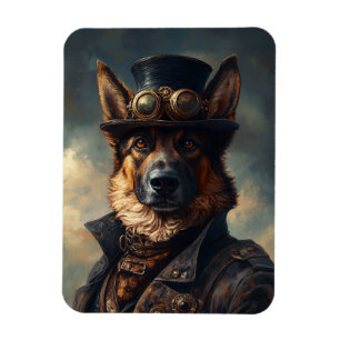 Magnet Flexible Chien berger allemand Steampunk en chapeau haut-de