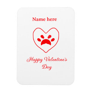 Magnet Flexible Chien chat patte cœur rouge joyeuse Saint-Valentin