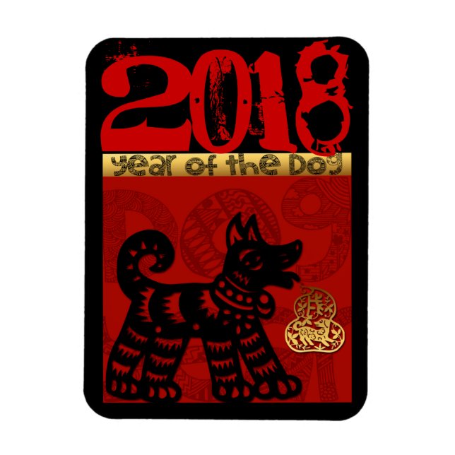 Magnet Flexible Chien chinois mignon personnalisé Année Zodiac Ann (Vertical)