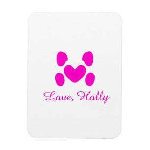 Magnet Flexible Chien coeur patte rose animal familier ajouter nom