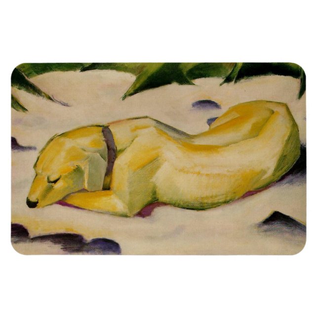 Magnet Flexible Chien couché dans la neige (par Franz Marc) (Horizontal)